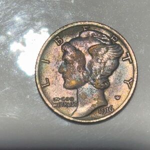 1916-D Mercury Dime (key-Date) Rare amazing toning !!